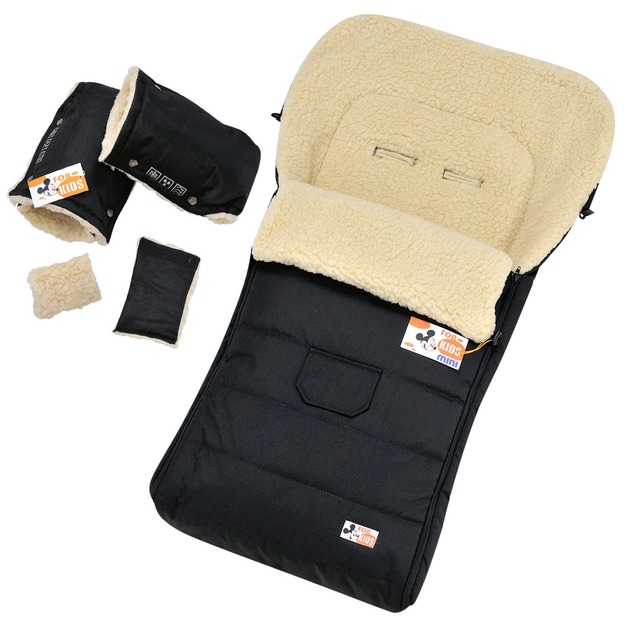 Комплект 2в1 муфти та конверт Mini For Kids чохол на овчині в коляску чохол у люльку конверт на санки