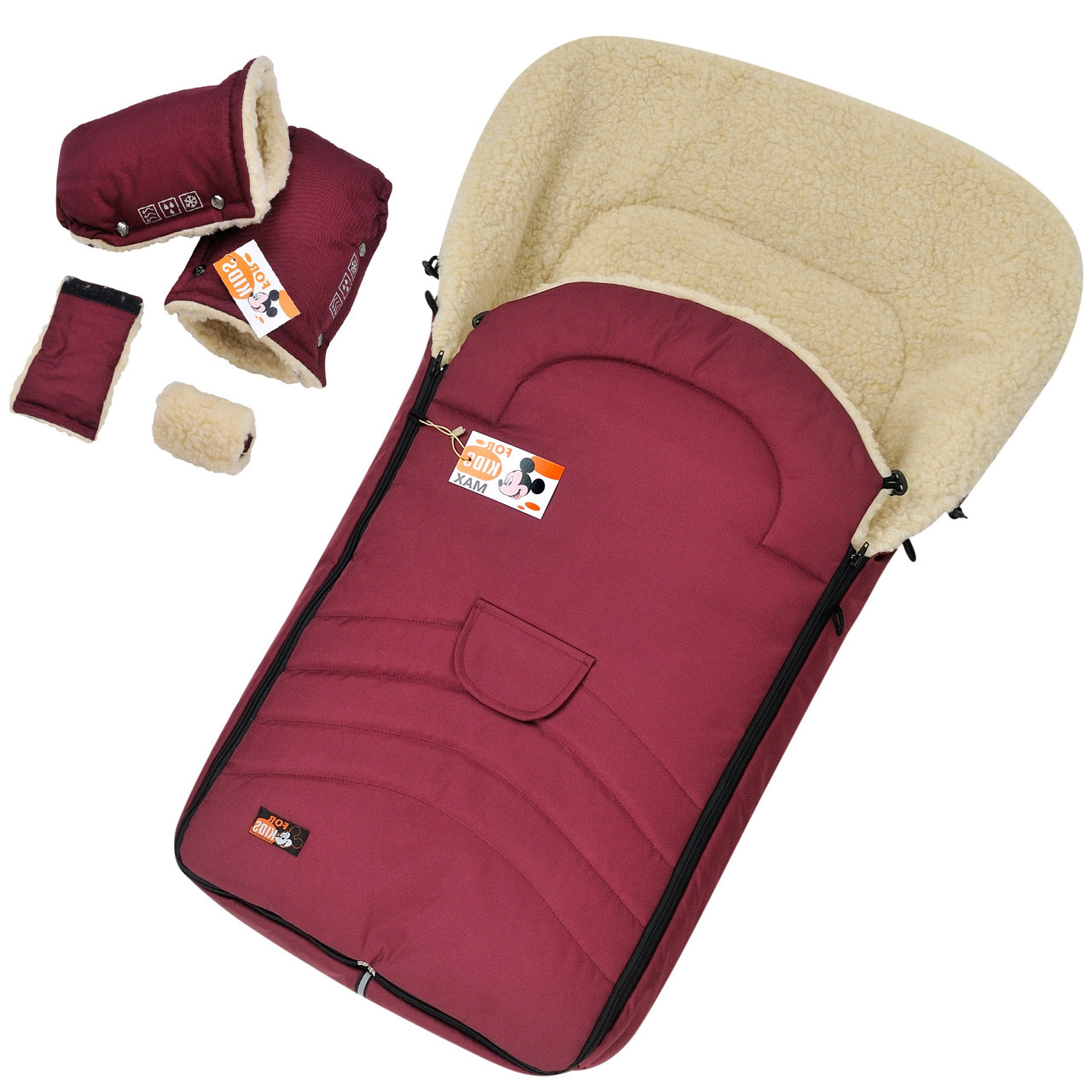 Комплект 2в1 муфти та конверт Maxi For Kids чохол на овчині в коляску чохол у люльку конверт на санки