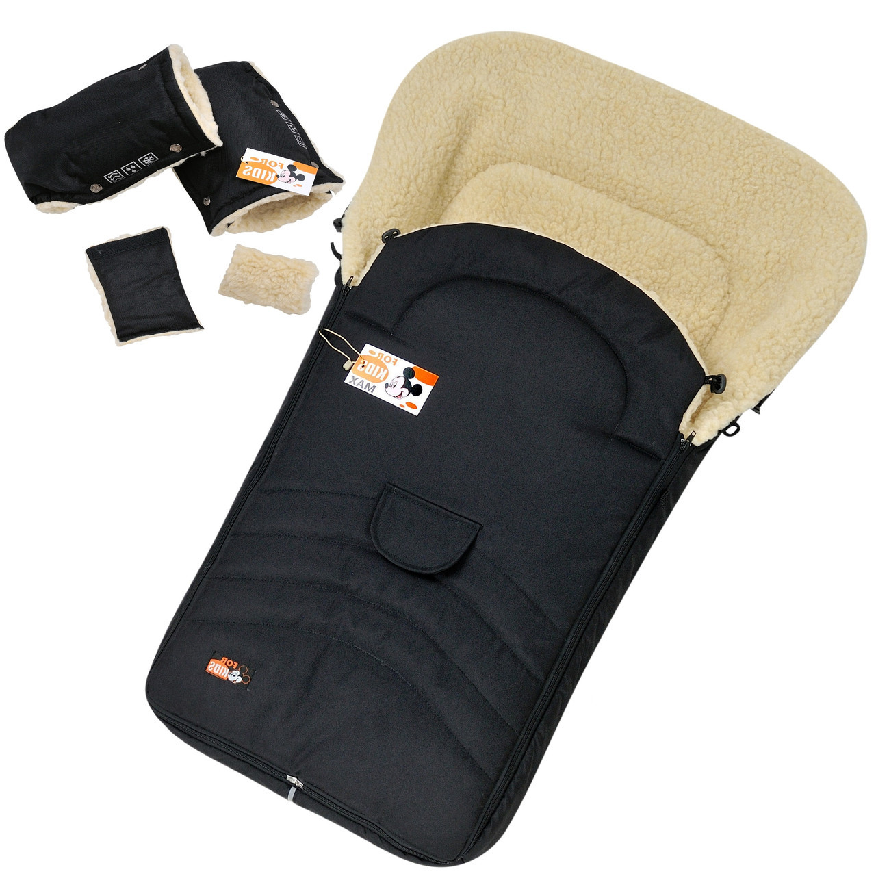 Комплект 2в1 муфти та конверт Maxi For Kids чохол на овчині в коляску чохол у люльку конверт на санки