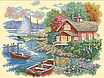 Набір для вишивання за нанесеною на канву схемою "Lake house". AIDA 14CT printed 44*33 см, фото 11