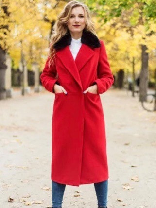 Пальто зимове жіноче пряме кашемірове Raslov 950 червоний