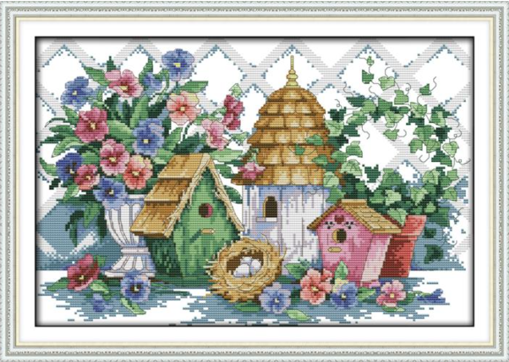 Набір для вишивання за нанесеною на канву схемою "Summer home". AIDA 14CT printed 42*30 см