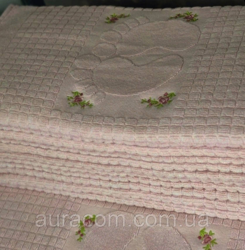 Рожевий рушник для ніг, з вишивкою, Туреччина, фото 1