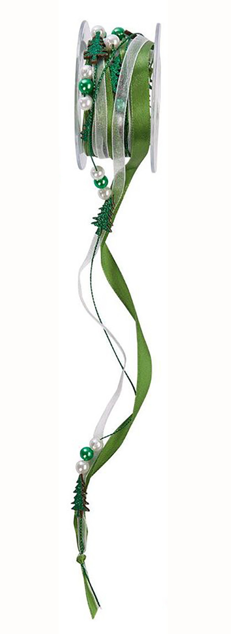 Новорічна стрічка 3 м Melinera, зелено-біла, фото 1