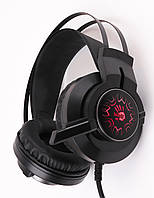 Навушники ігрові з мікрофоном, неонова підсвітка 7 кольорів A4Tech J437 Bloody (Black) - MegaLavka