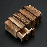 Схованка головоломка з дерева RESTEQ 16х8х5.5 см. Коробка головоломка дерев'яна. Коробка з потайними ящиками, фото 4