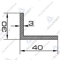 Кутник алюмінієвий 40х30х3 мм без покриття