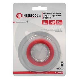 Стрічка клейка двостороння FAST FIX, 15 мм * 5 м * 0,21 мм, прозора, РЕТ INTERTOOL KT-0816 mst