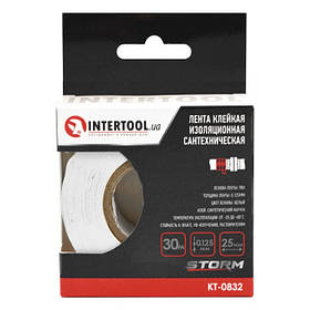Стрічка клейка ізоляційна сантехнічна, 25 мм * 30 м * 0,125 мм, Storm INTERTOOL KT-0832 mst