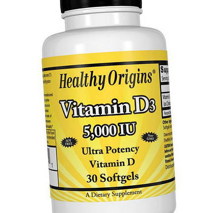 Вітамін Д3 Healthy Origins Vitamin D3 5000 IU 30 капс, фото 2