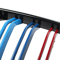 Решітка ноздрі BMW (БМВ) 3 series (F30, F31) 2012-2019 Глянець 2 ребра M-color, фото 4