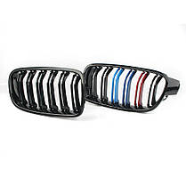 Решітка ноздрі BMW (БМВ) 3 series (F30, F31) 2012-2019 Глянець 2 ребра M-color, фото 5