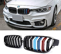 Решетка ноздри BMW (БМВ) 3 series (F30, F31) 2012-2019 Глянец 2 ребра M-color