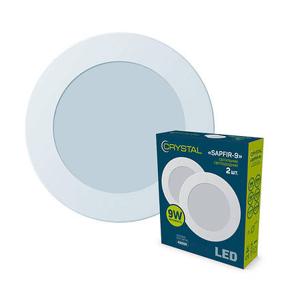 Світильник світлодіодний вбудований 9W 4000К IP40 білий SAPFIR CRYSTAL (2 Шт) (DNL-002), фото 2