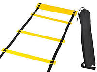Координационная лестница 10 м для тренировки скорости 20 перекладин, ширина 52см, толщина 4 мм, желтый