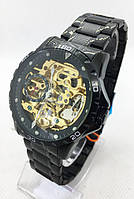 Часы мужские механические Skmei 9230 (Скмеи) Черные с золотом ( код: IBW769BY )