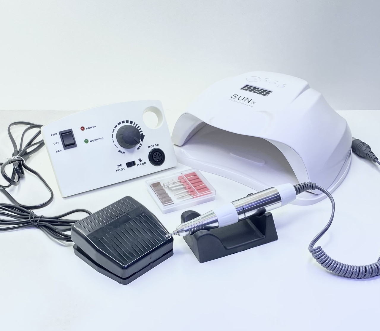 Манікюрний набір лед/уф лампа 54вт і фрезер 65 вт