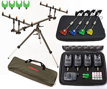 Комплект №3 РІД ПІД набір Сигналізатор + пейджер 4шт + Свінгер 4шт Weida CARP FOX + чохол