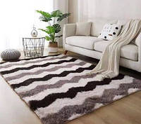 Килимок на підлогу пухнастий килим 150х200 з довгим ворсом травичка текстильний мягкий килим хутряний килимок в кімнату Хвилька