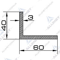Уголок алюминиевый 60х40х3 мм без покрытия