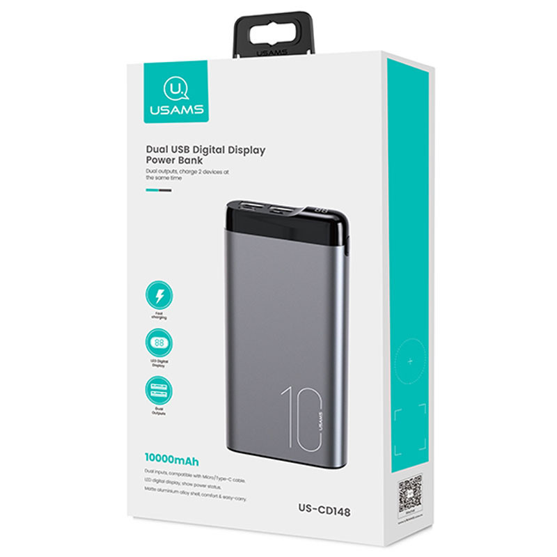 Повербанк Usams Power Bank US-CD148 PB55 Alloy Digital Display 10000mAh - фото 6 - id-p1498726976