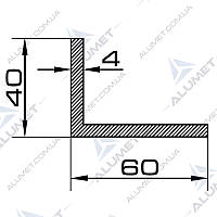 Кутник алюмінієвий 60х40х4 мм без покриття