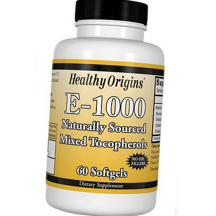 Вітамін Е Healthy Origins Vitamin E-1000 60 капс гел, фото 2