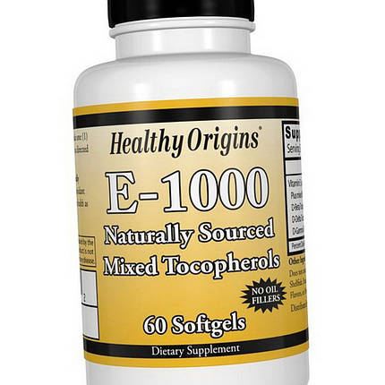 Вітамін Е Healthy Origins Vitamin E-1000 60 капс гел, фото 2