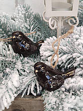 Статуетка-підвіска з полікераміки "Пташка чорна" h6х4,4х4.5 см