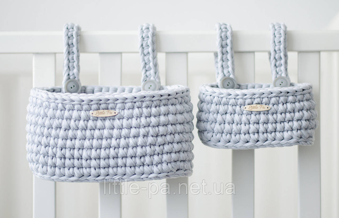 Комплект в'язаних органайзерів "Світло-сірий меланж"