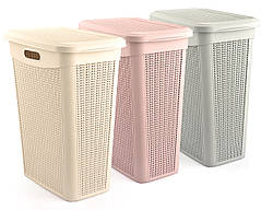 Кошик для білизни з кришкою Slim В'язання, (46*29*55 см) 43 л. UCSAN plastik ТУРЦІЯ, М-175