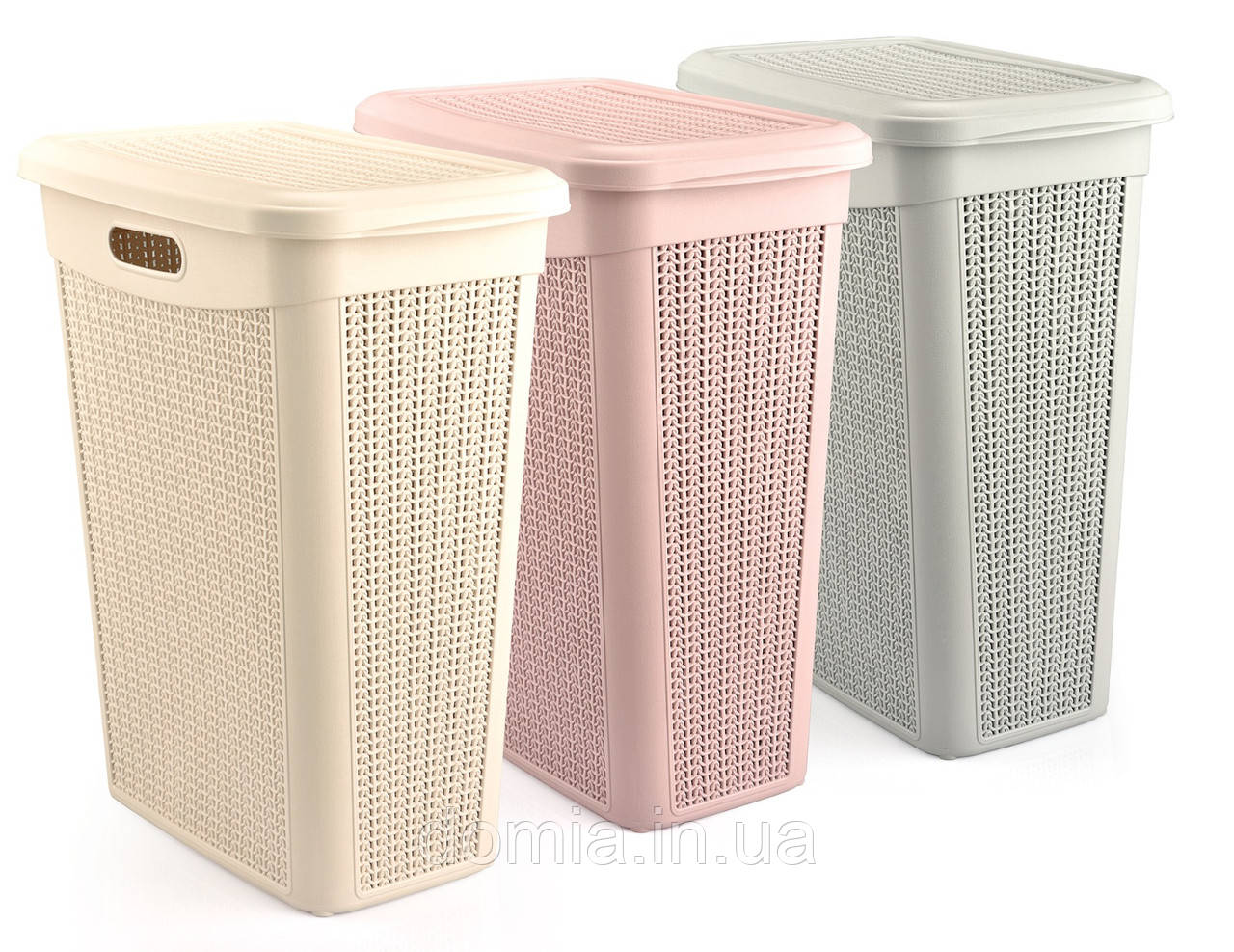 Кошик для білизни з кришкою Slim В'язка, (46*29*55 см) 43 л. UCSAN plastik ТУРЕЧЧИНА, М-175