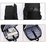 Рюкзак міський чоловічий з USB портом. Чоловічий рюкзак для ноутбука Чорний, фото 6