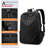 Рюкзак міський чоловічий з USB портом. Чоловічий рюкзак для ноутбука Чорний, фото 7