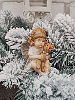 Статуэтка керамика "Ангелочек с мишкой" h 8 см