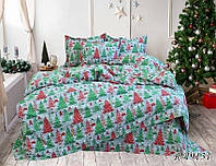 Уютный новогодний комплект постельного белья из турецкого ранфорса Ёлки евро двуспальный размер R-T9131