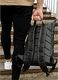 Рюкзак роллтоп шкіряний чоловічий міський DRAGON чорний з відділенням для ноутбука, фото 4