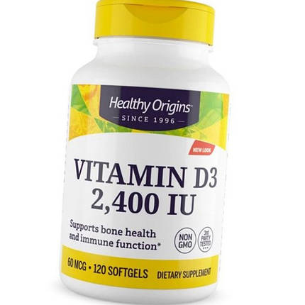 Вітамін Д3 Healthy Origins Vitamin D3 2400 IU 120 капс гел, фото 2