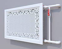 Декоративная решетка из МДФ на батарею | Экран для радиатора | Накладка на батарею 600*600 Решетка с крышкой, Грунтованная, 600*300