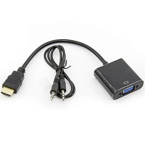 Конвертор HDMI в VGA + аудіо, штекер HDMI — гніздо VGA + шнур AUX, фото 1