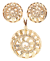 Набор Xuping Позолота 18K Серьги Кулон "Кольца со спиральным резным узором с цирконием"