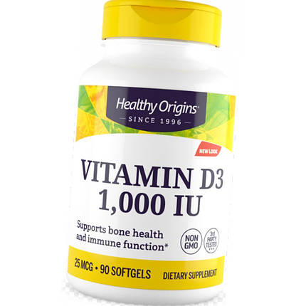 Вітамін Д3 Healthy Origins Vitamin D3 1000 IU 90 капс гел, фото 1