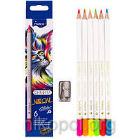 Набір кольорових олівців MARCO Chroma 1032-6 CB Неон, 6 кольорів із стругачкою