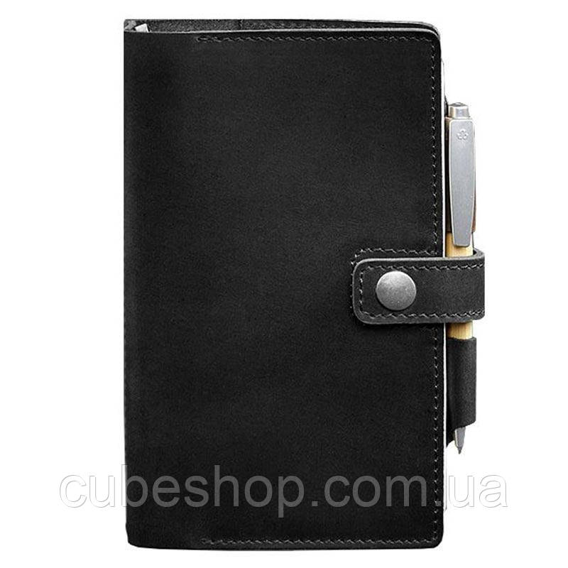 Шкіряний блокнот софт-бук 4.0 (чорний) A5 mini шкіра Crazy Horse