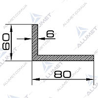 Уголок алюминиевый 80х60х6 мм без покрытия