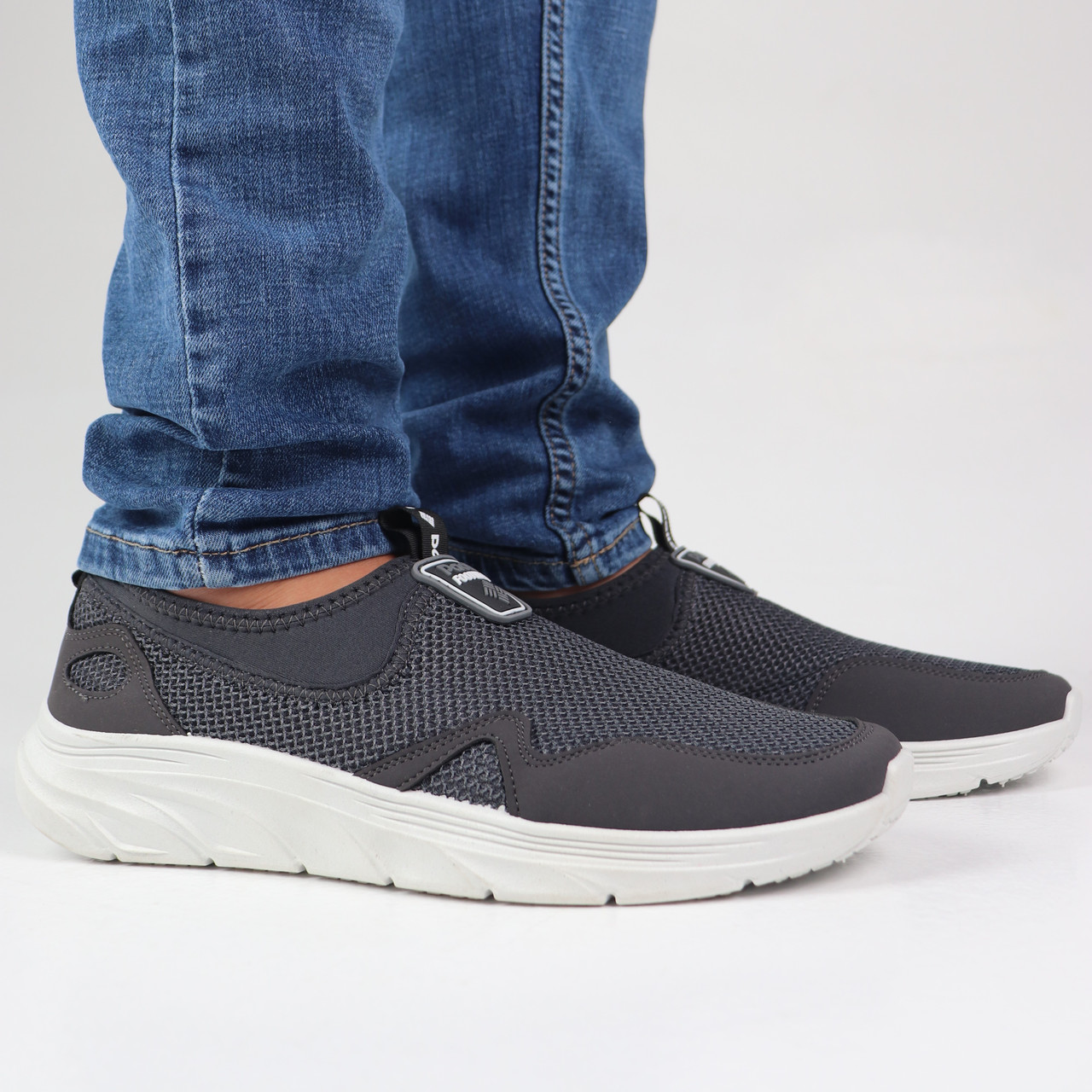 Чоловічі мокасини в сітку сірі