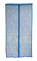 Антимоскитная сетка на дверь на магнитах Синяя с рисунком 210х100см, сетка от мух на двери (NS)