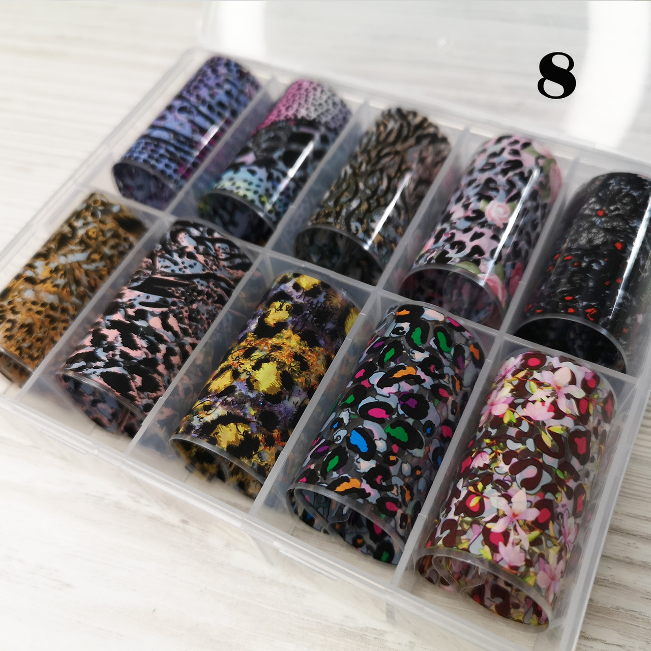 Фольга для нігтів Sweet Nails перекладна (перевідна) леопардова, тигрова №8 10шт