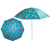 Большой зонт с УФ защитой Stenson 1.8 м "Фламинго", солнцезащитный зонтик пляжный (парасоля пляжна) (NS)