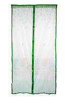 Дверная антимоскитная сетка на магнитах Зеленая с рисунком 210х100см, сетка на дверь от комаров (NS)